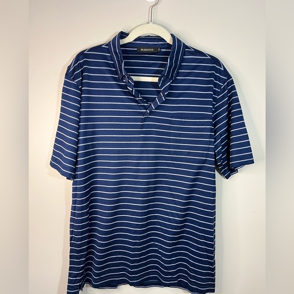 Bugatchi Men's Blue Striped Cotton Polo Golf Shirt Size XL - Picture 1 of 8